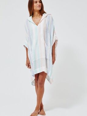 Lisa Marie Fernandez Pastel Multi-Striped Hooded Poncho size Small (2/4)